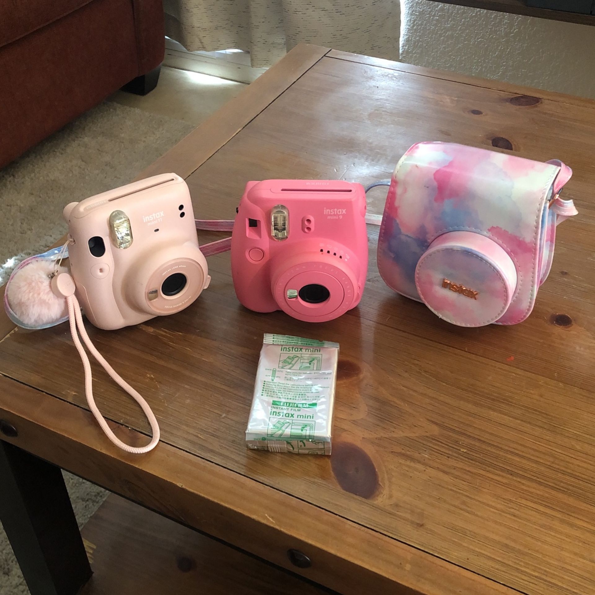 TWO Instax Cameras 9 And 11 AND Pastel Case