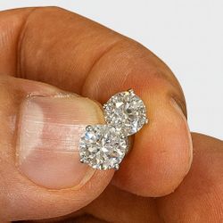 Authentic 2ctw Lab Diamond Studs - F VS1 (14kt White Gold)