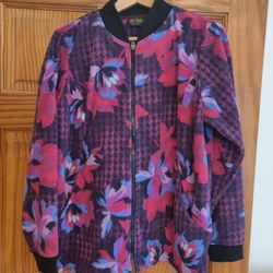Bob Mackie Purple and Pink Fleece Jacket Vibrant Style 