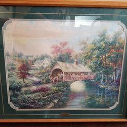 Pheasant River Bridge By Carl Valente 36 1/2 X 30 1/2