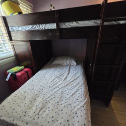 Twin Over Full Loft Bed with Built-In Stairs, Desk & Chair