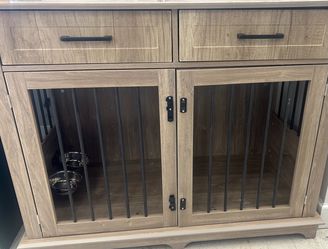 Furniture-Style Dog Crate with Drawers