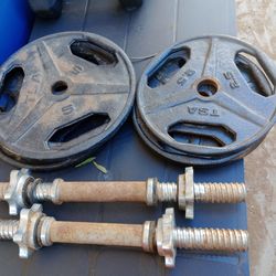 TSA weights with bars 3- 5lbs 3- 2.5 lbs  2 bars