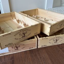4 Large Wooden Wine Crates Boxes 