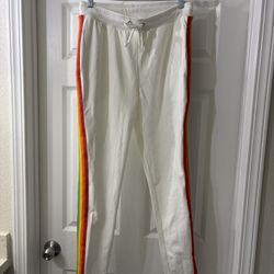 ASOS Men’s Sweatpant Joggers white with Rainbow Stripe