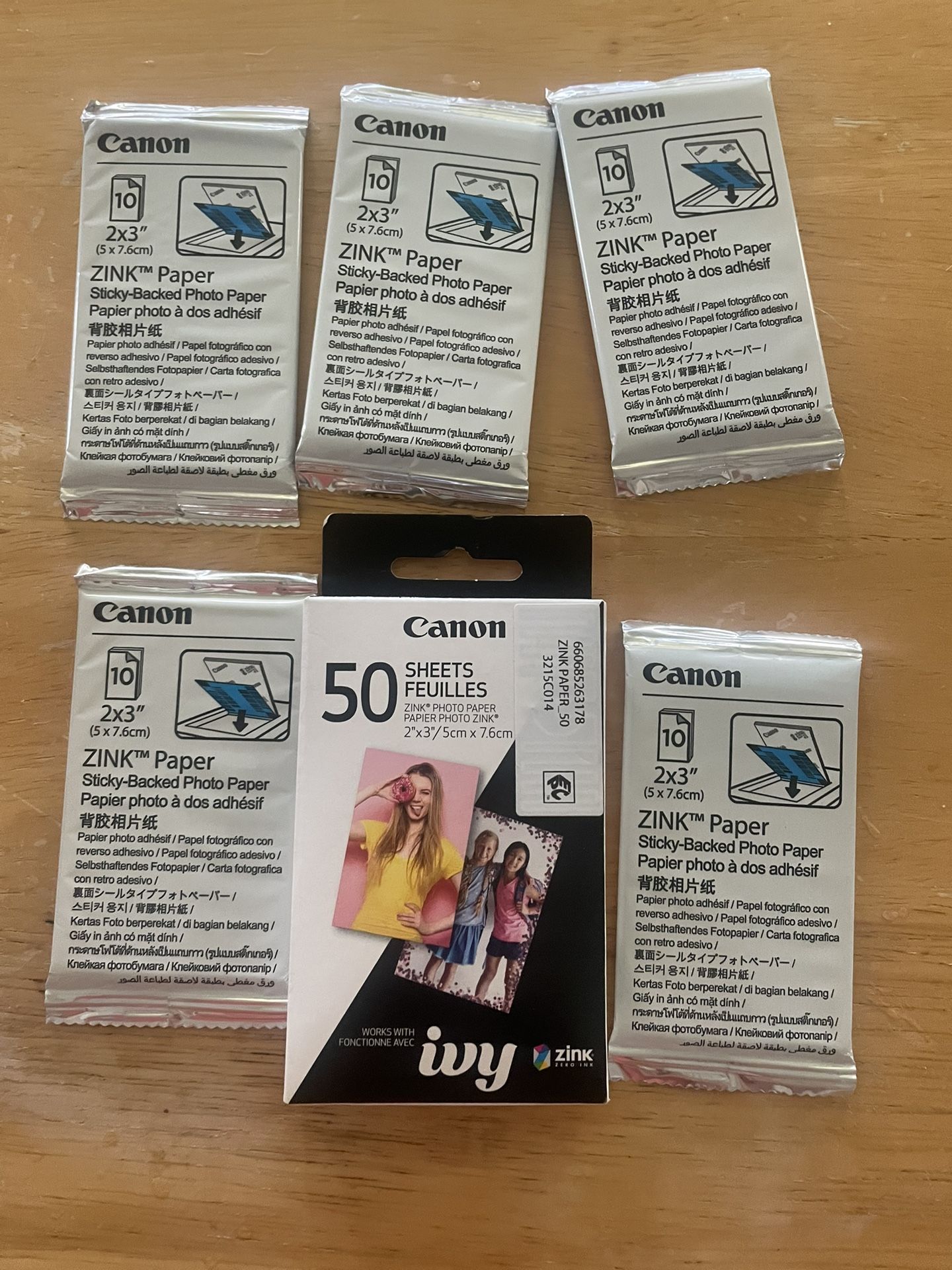 50 Canon Ivy Zink Photo Paper! Get 5 Packs Of 10 New Unopened