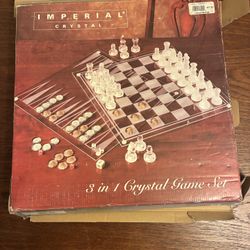 3 In 1 Glass Chess/Game Set