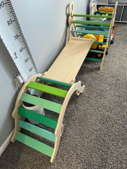 Wooden Pikler Triangle Climbing Set with Slide