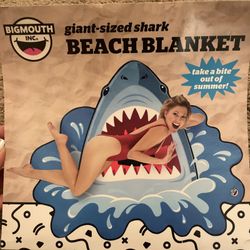 Big Mouth Giant Beach Blanket Pool Towel, Shark w/ open Jaws, Size 63' x 74' New