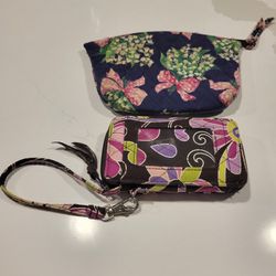 Vera Bradley Return To Happiness Lily Of The Valley Pink Ribbon and Wristlet Strap With Clear ID