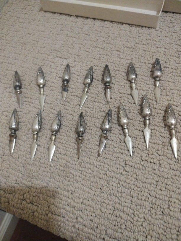Set  Of 15 Sterling Silver Corn  Cob Holders