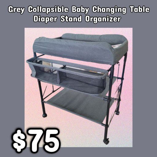 NEW Grey Collapsible Baby Changing Table Diaper Stand Organizer: Njft 