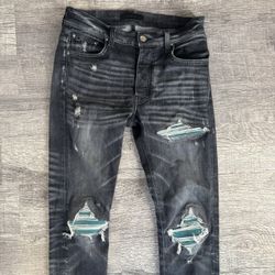 Amiri Jeans Storm Grey Teal 