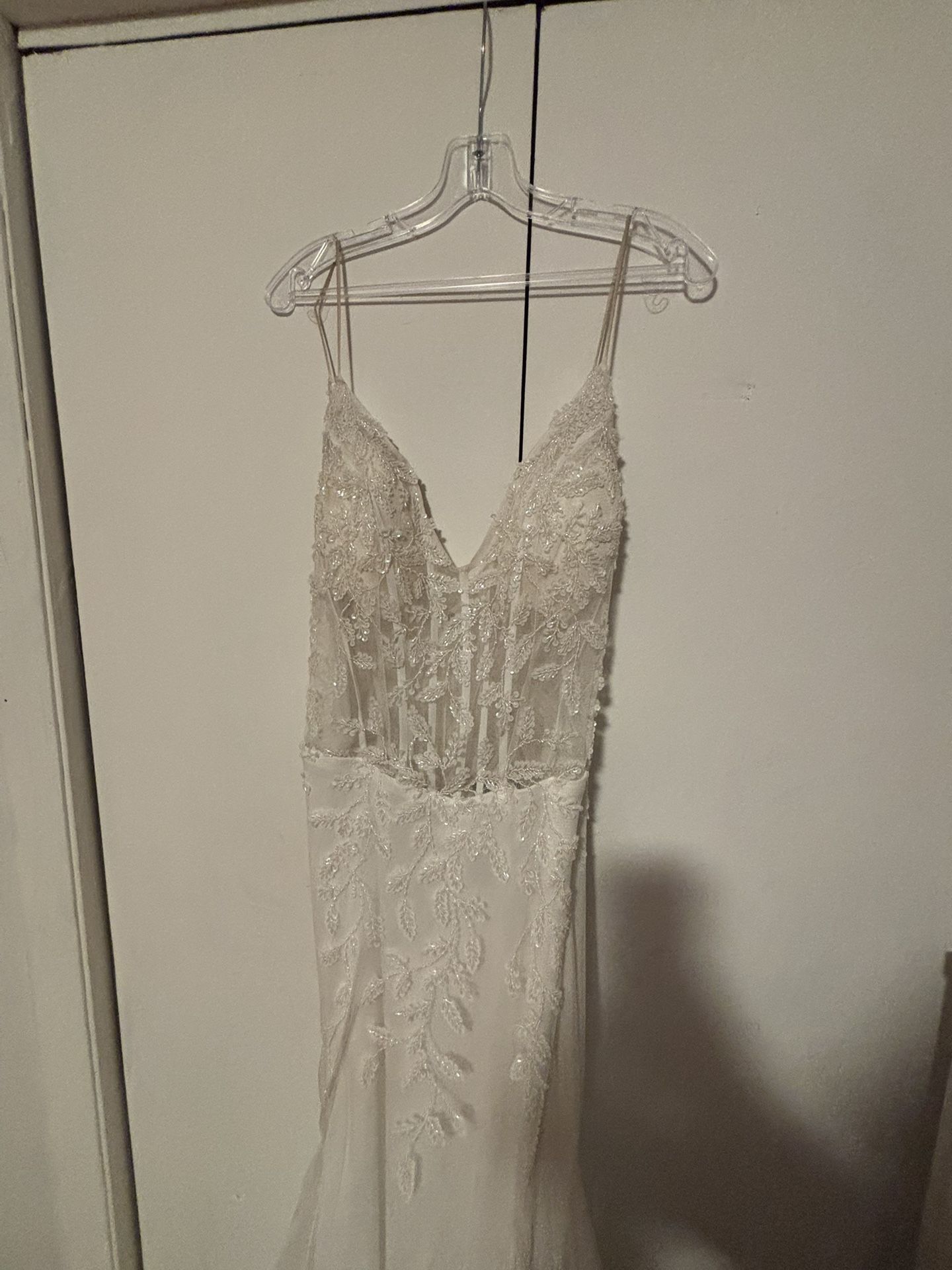 Jovani White Sheer Corset Mermaid Dress in a size 12!