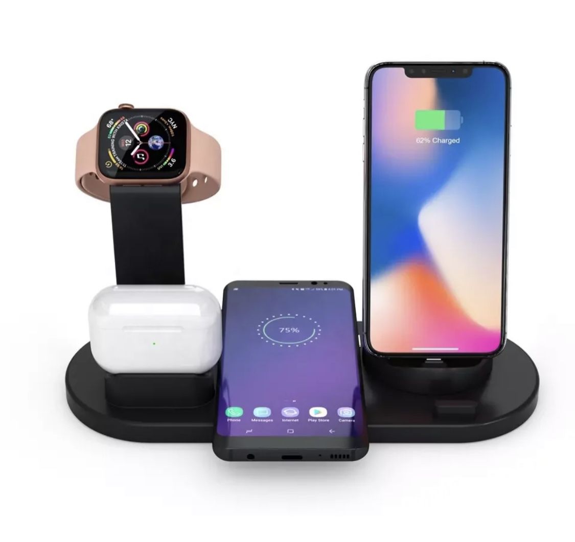 6 In 1 Wireless Charger 10W Fast Charging Station forApple iPhone Watch/Android Galaxy Use