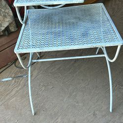  metal table its 22 inches tall 19 inches wide and 18 inches deep