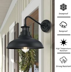 1-Pack Gooseneck Wall Sconce Motion Sensor Dusk to Dawn, Black Porch Light Fixture Wall Mount, Waterproof Exterior Wall Lights for House Outside Garag