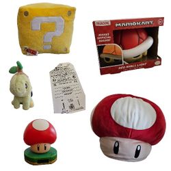 Super Mario, Pokémon Plushies, Alarm Clock, And Shell Light