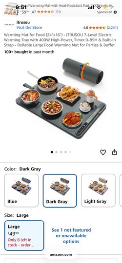 Tapete eléctrico para mantener comida caliente