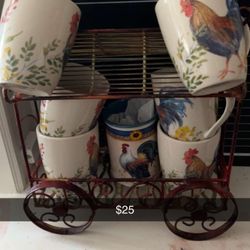 Rooster mugs. $25