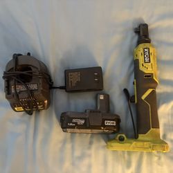 RYOBI P344 18V Cordless 3/8 in. 4-Position Ratchet with battery and charger