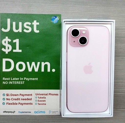 Apple IPhone 15 Plus 128gb Unlocked, FREE Smartwach/ Headphones. Pay $1 Today Rest in payments. NO CREDIT NEEDED FINANCING