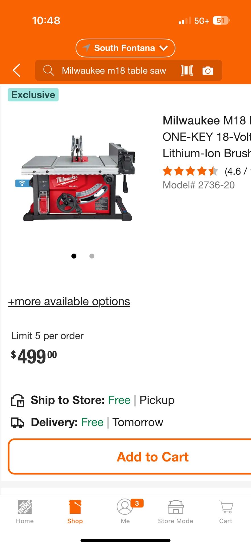 Milwaukee M18 Fuel Brushless Table Saw 8-1/4