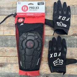 Youth Knee Guards And Gloves. Mountain Biking Gear. 