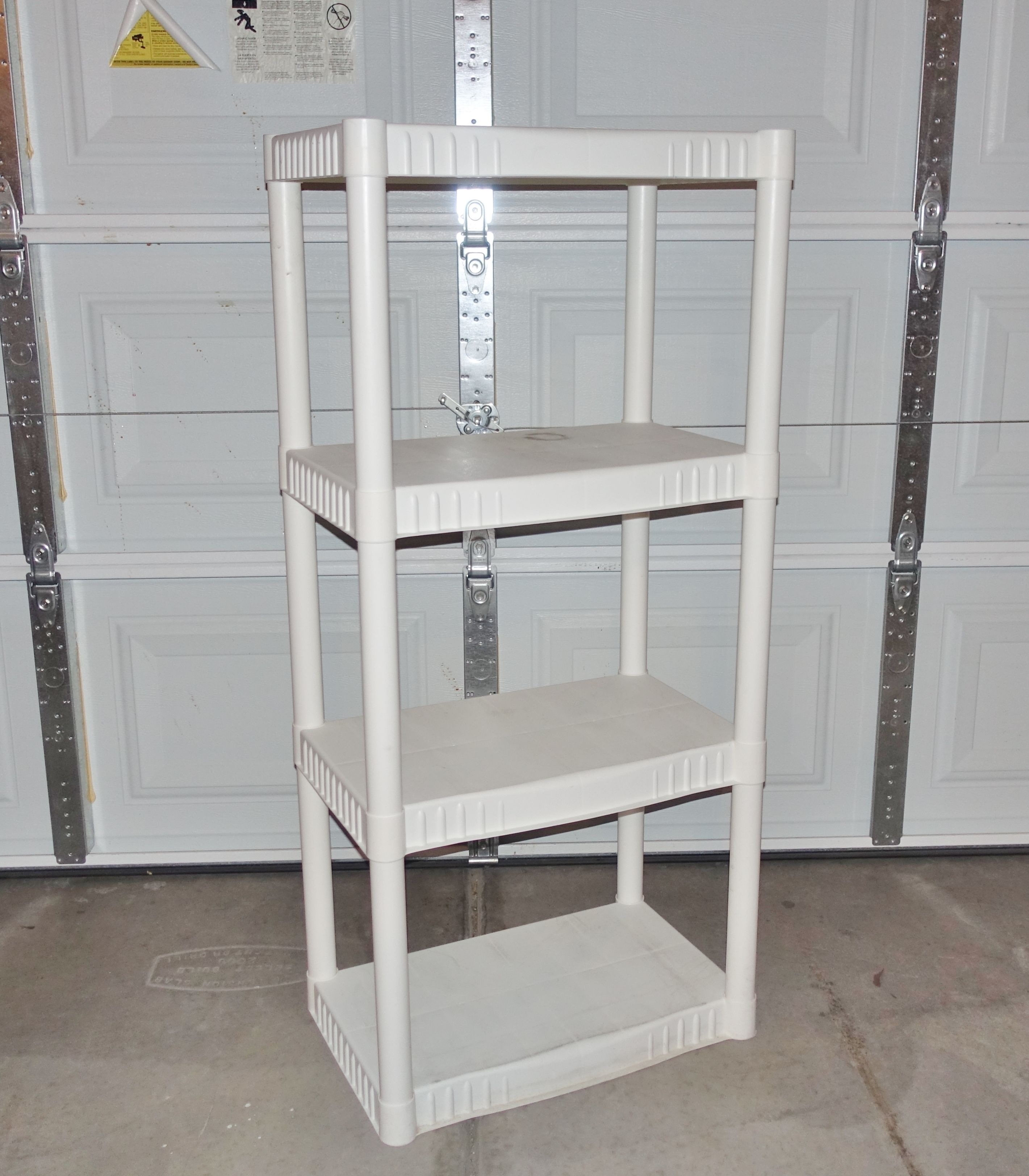(FREE DELIVERY) used white garage storage shelves (4 feet tall)