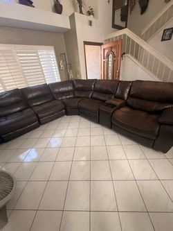 Free Brown Leather Reclining Sectional Sofa