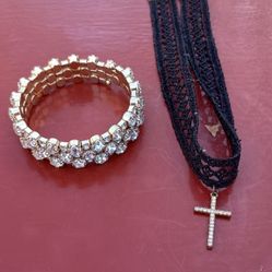 Cross Choker,,, Wrap Bracelet Both $4