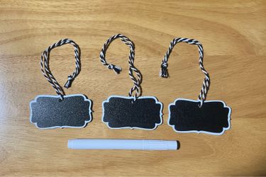 Set of 3 Hanging Wooden Chalk Board Style Tags