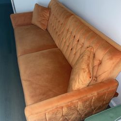 Orange Couch With Recliner 