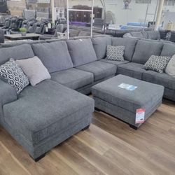 New Large Best Selling Gray Ashley Brand Sectional Sofa Couch *Ottoman Sold Separately*