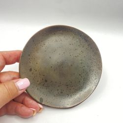 Intentional Mottled Round Copper Pilar Candle Tray / Dish Made in India Like New 