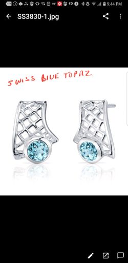 V Day Sale! Sterling Silver & Swiss Blue Topaz Set