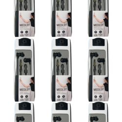 Set of 10 Quikcell Medley Wired Metallic Headsets – Brand New