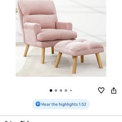 Pink Cushioned Chairs With Ottoman