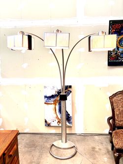 Nova of California  3 Light Arc Floor Lamp Satin Nickel