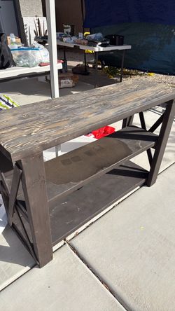 Rustic Wood Console Table with Bottom Shelf