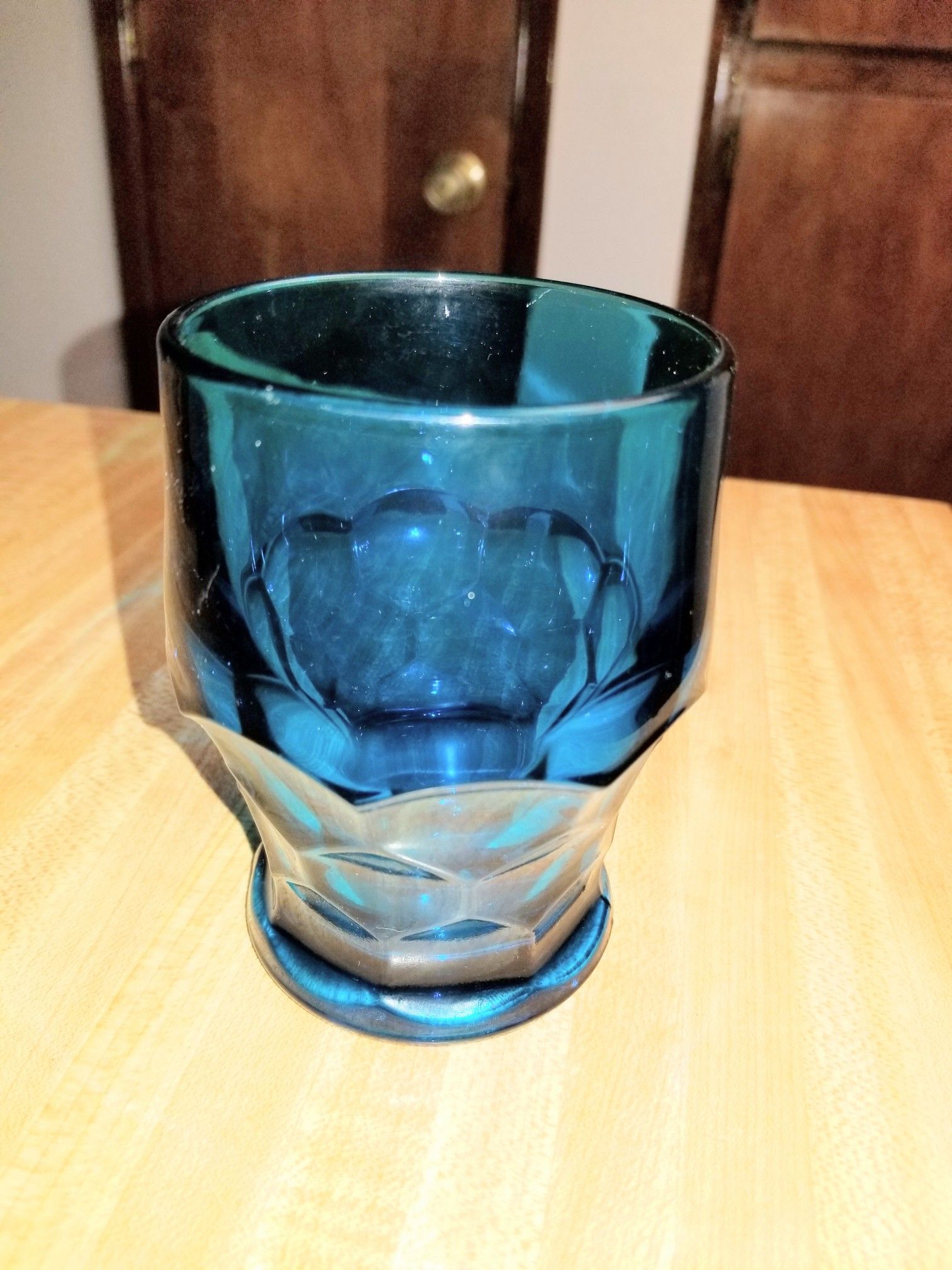 Vintage Georgian Honeycomb Teal/Aqua Blue Tumblers x 2