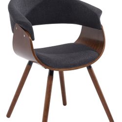  Homefurnishings Mid-Century Fabric & Bentwood Charcoal Accent/Dining Chair, Grey