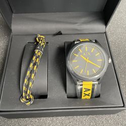 Armani Exchange Wristwatch + Bracelet Drexler AX7114 Yellow Black