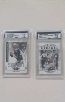 NEW ENGLAND PATRIOTS TOM BRADY & DRAKE MAYE GRADED CARDS MINT 10