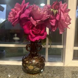 Vase Japanese Flowers Handles Elephant 