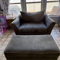 Chenille Oversized Chair & Ottoman 