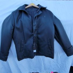 F collection black jacket w/ zip off hood - see pics