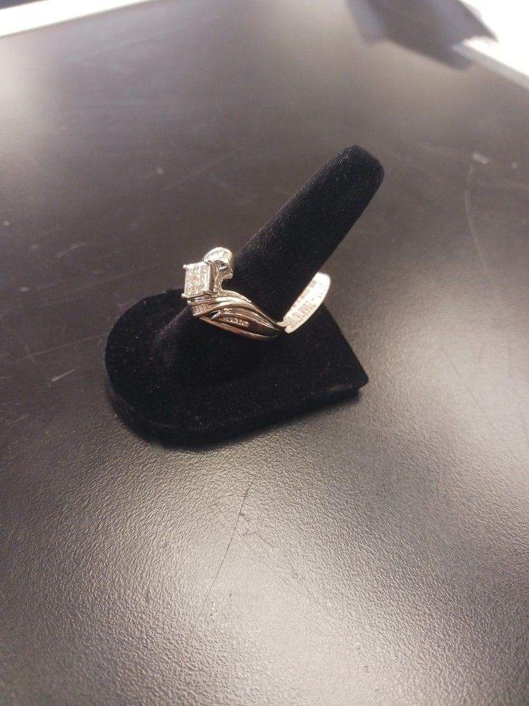 10k White Gold 7g Wedding Set Size 6.5