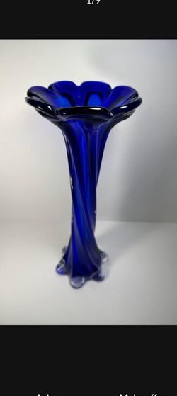 Cobalt Blue Art Glass Swung Vase