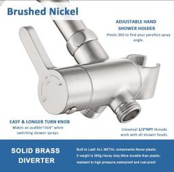 Uvish 3-Way Shower Arm Diverter with Handheld Shower Holder